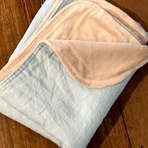 handmade Linen and Minky Fur Baby Boy Blanket